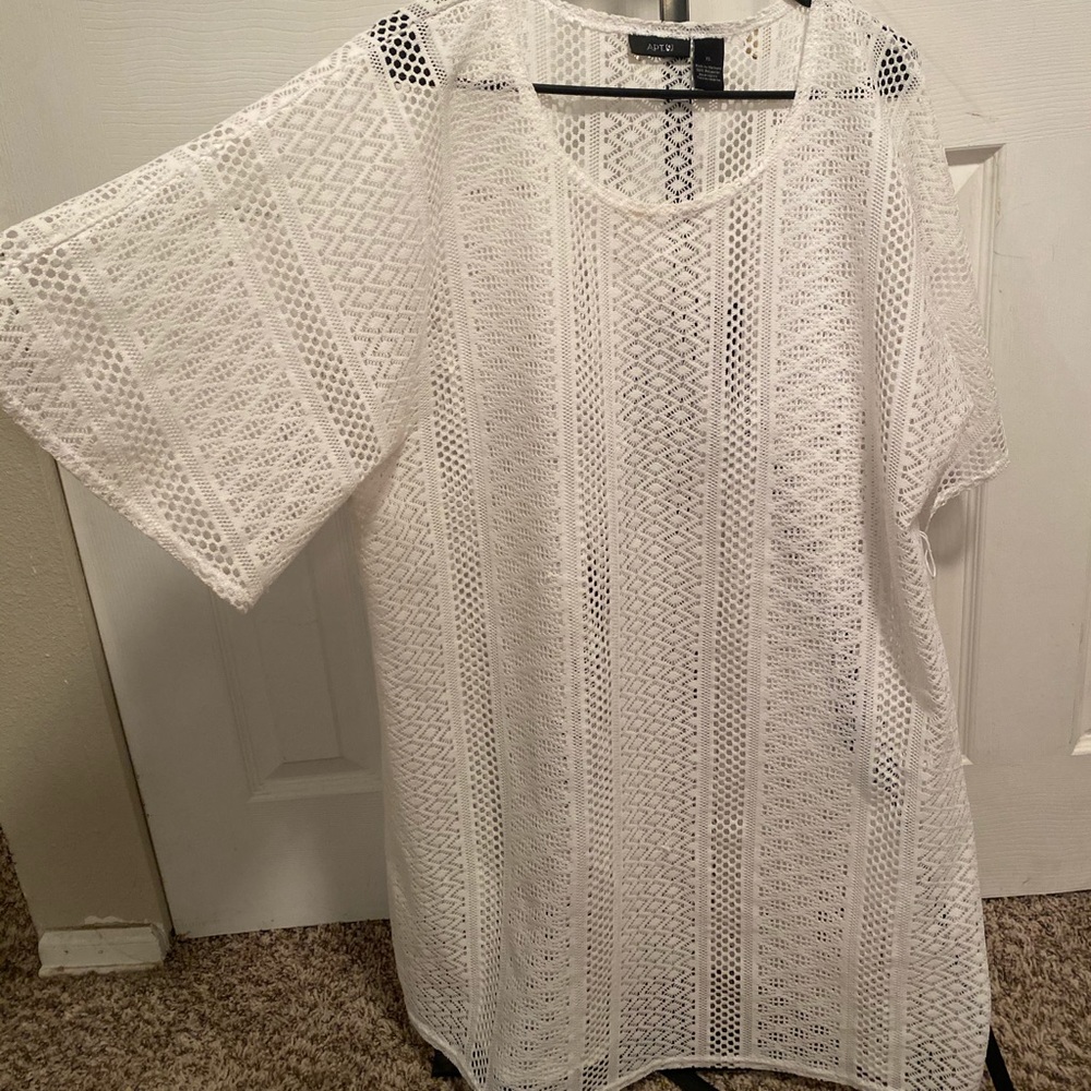 White Long Sleeve Cover Up